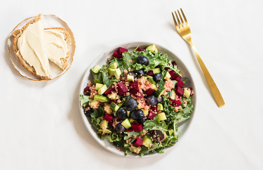 Lighter Baby Kale & Quinoa Blueberry Salad
