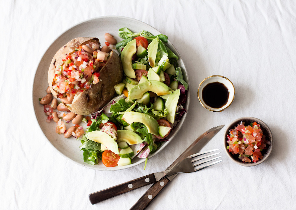The ChooseVeg Meal Planner Stuffed Baked Potato & Salad